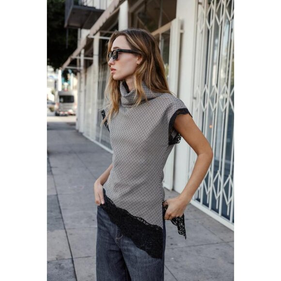 ZARA HOUNDSTOOTH LACE TOP - Picture 4 of 9